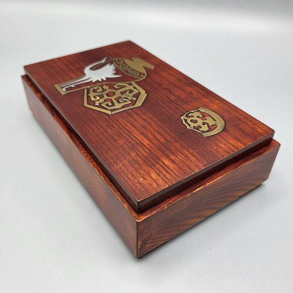 Vintage Asian Decorative Wooden Trinket Box Metal Inlays with Lid - Picture 16 of 16